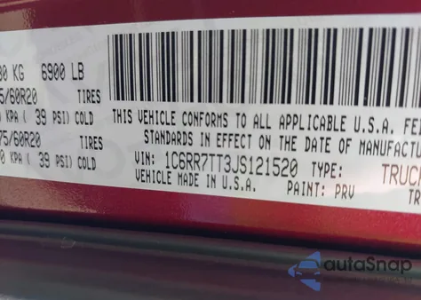 2018 Ram 1500 Big Horn 4X4 6'4 Box из США, поврежденный, VIN 1C6RR7TT3JS121520